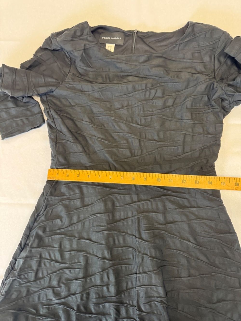 Donna Morgan Fit Flare Sretch Dress Textured Black Size 10 - Picture 8 of 11